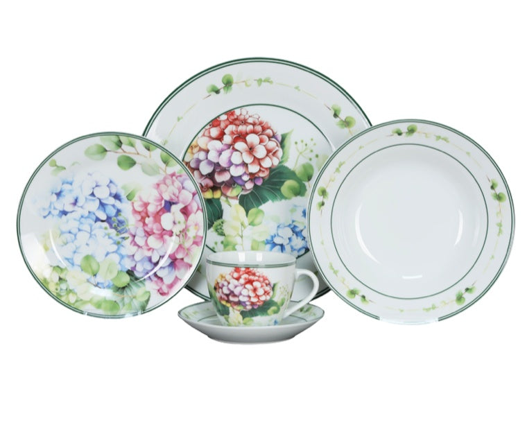 Vajilla Hortensias Set 8px